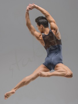 Body męskie baletowe - kombinezon z siatką Aslan Ballet Rosa