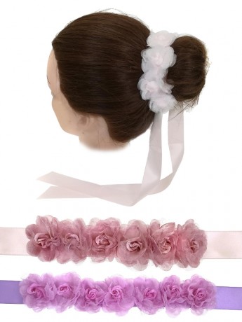Hair ribbon with flowers Mela