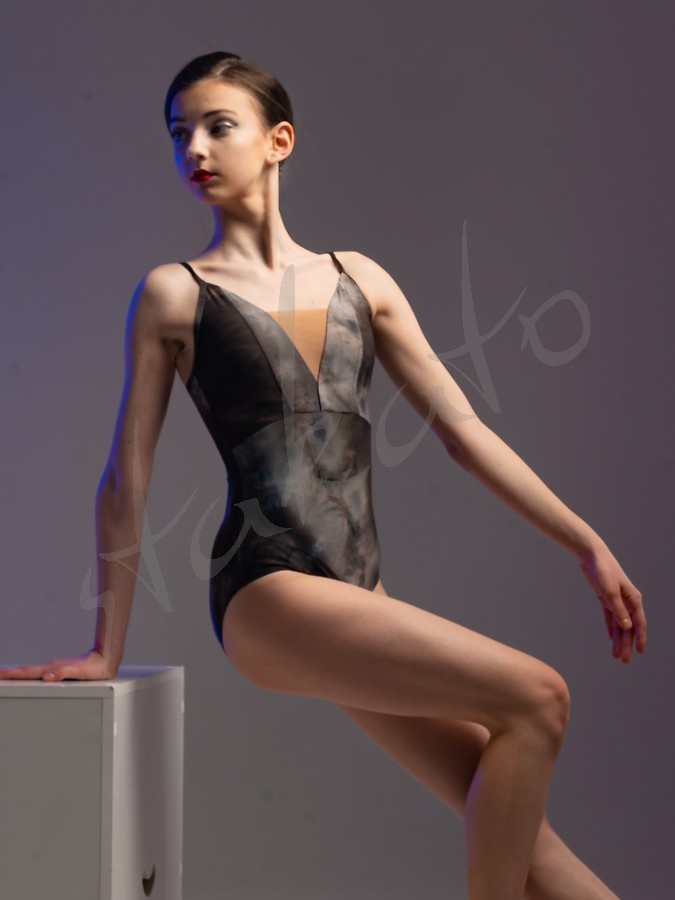 Camisole Leotard Brielle Silver Mocha Grand Prix Stakato Salon Dla Tancerzy 