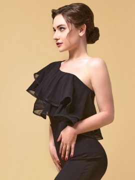 Body na jedno ramię z falbanami Megan Grand Prix