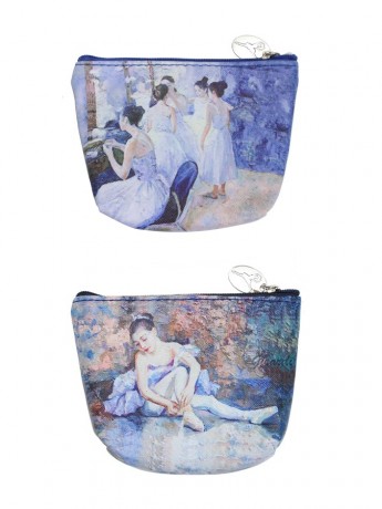 Ballerina painting faux leather zip coin purse