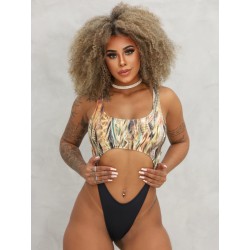 Love Brown Feathers Bodysuit leotard Lure