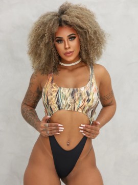 Love Brown Feathers Bodysuit leotard Lure