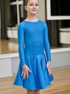 Sukienka turniejowa z koronką Lana - rękaw 3/4 DanceMe