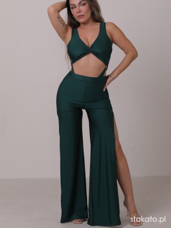 Set taneczny Panama Bottle Green body i szerokie spodnie LaFitwear
