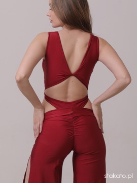 Set taneczny Panama Crimson Red body i szerokie spodnie LaFitwear