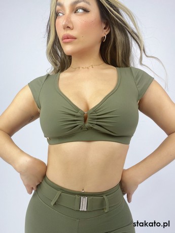 Top taneczny krótki rękaw Grenada Khaki LaFitwear
