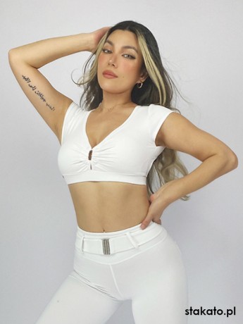 Top taneczny krótki rękaw Grenada White LaFitwear