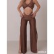 Panama Coffee bodysuit & wide pants dance set LaFitwear