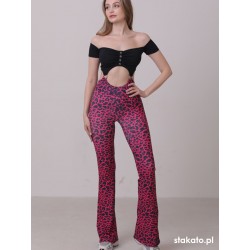 Bayamo Pink Leo short sleeve dance jumpsuit LaFitwear