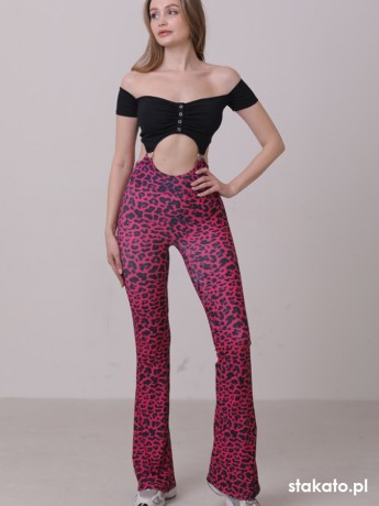 Bayamo Pink Leo short sleeve dance jumpsuit LaFitwear