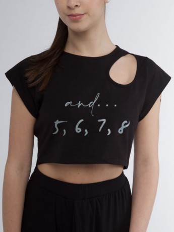 Asymetryczny mini top z nadrukiem "and... 5, 6, 7, 8" Pridance