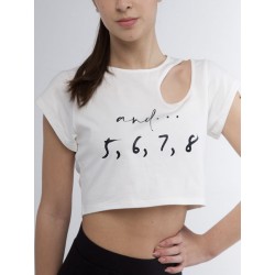 Asymetryczny mini top z nadrukiem "and... 5, 6, 7, 8" Pridance