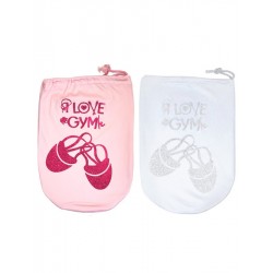 I LOVE GYM glittery shoe / protectors bag