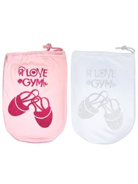 I LOVE GYM glittery shoe / protectors bag