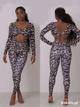 Serengeti Black Leo dance jumpsuite long sleeve LaFitwear