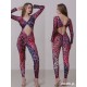 Kombinezon taneczny długi rękaw Serengeti Pink Leo LaFitwear