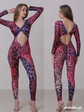 Kombinezon taneczny długi rękaw Serengeti Pink Leo LaFitwear