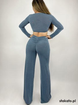 Puerto Steel Blue top & wide pants set LaFitwear