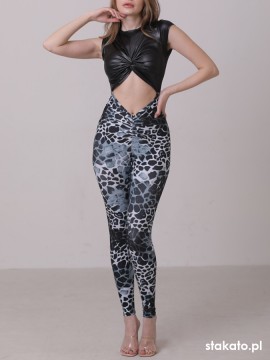 Libertad Black Leo dance jumpsuite short sleeve LaFitwear