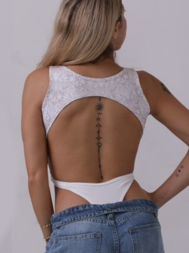 Glamour Lace White dance bodysuit LaFitwear