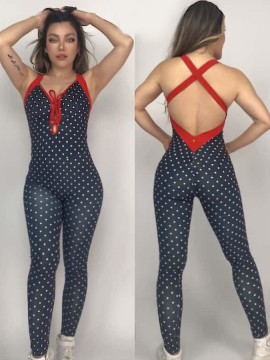 Talca Polka Dot dance halter jumpsuite LaFitwear