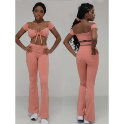 Mendoza Peach off-shoulder sleeve dance top LaFitwear