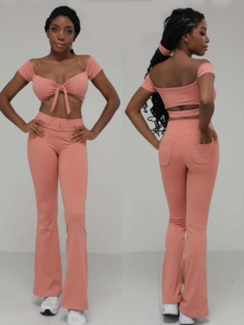 Mendoza Peach off-shoulder sleeve dance top LaFitwear