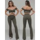 Mendoza Khaki off-shoulder sleeve dance top LaFitwear