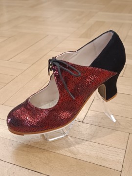 Flamenco shoes M69 Arty Laminado Granate Ante Negro 6 cm Begoña Cervera