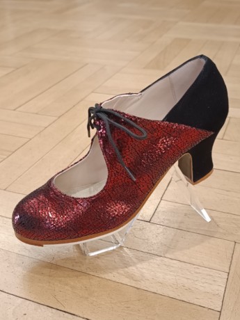 Flamenco shoes M69 Arty Laminado Granate Ante Negro 6 cm Begoña Cervera
