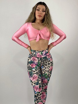 Top taneczny z długim rękawem Kolumbia Pink LaFitwear