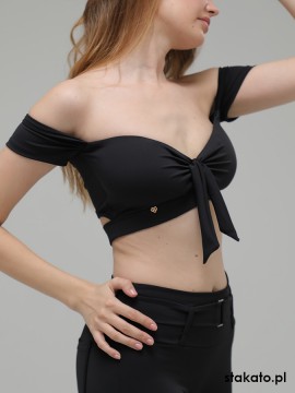 Mendoza Black off-shoulder sleeve dance top LaFitwear