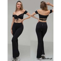 Mendoza Black off-shoulder sleeve dance top LaFitwear