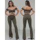 Mendoza Khaki off-shoulder sleeve dance top LaFitwear