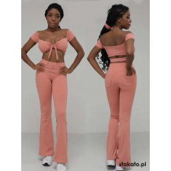 Mendoza Peach off-shoulder sleeve dance top LaFitwear