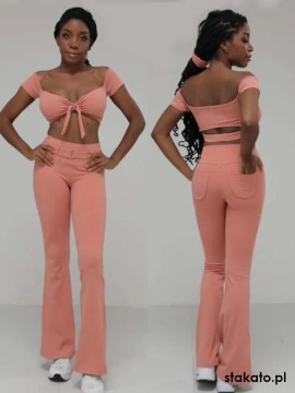Mendoza Peach off-shoulder sleeve dance top LaFitwear