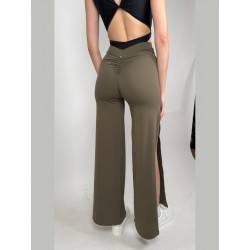 Wide leg slit pants Bogota Khaki LaFitwear