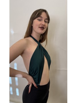 Body taneczne z wiązaniem Costarica Bottle Green LaFitwear