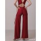 Wide leg slit pants Arrieta Crimson Red LaFitwear