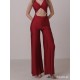 Wide leg slit pants Arrieta Crimson Red LaFitwear