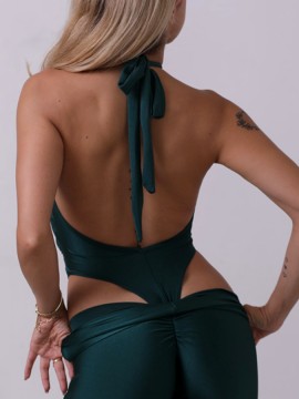 Body taneczne z wiązaniem Costarica Bottle Green LaFitwear
