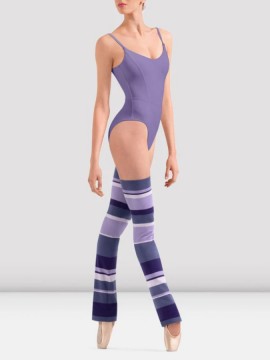 Getry długie w paski - ocieplacze Striped Leg Warmers Lilac Bloch 