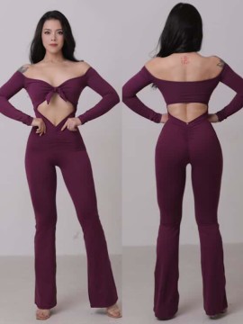 Kombinezon taneczny długi rękaw Santiago Plum LaFitwear