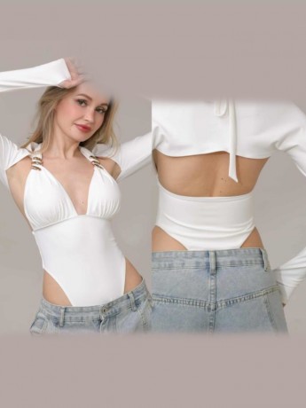 Dance set leotard & shrug Salta White LaFitwear