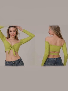 Salvador Lime off-shoulder dance top LaFitwear
