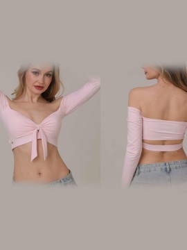 Top taneczny odkryte ramiona Salvador Milky Rose LaFitwear