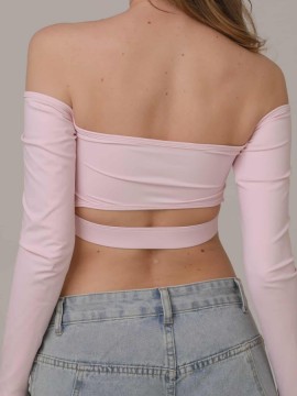 Salvador Milky Rose off-shoulder dance top LaFitwear