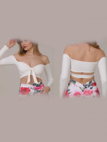 Salvador White off-shoulder dance top LaFitwear