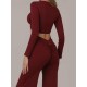 Set taneczny Bolivia Ruby top z długim rękawem i szerokie spodnie